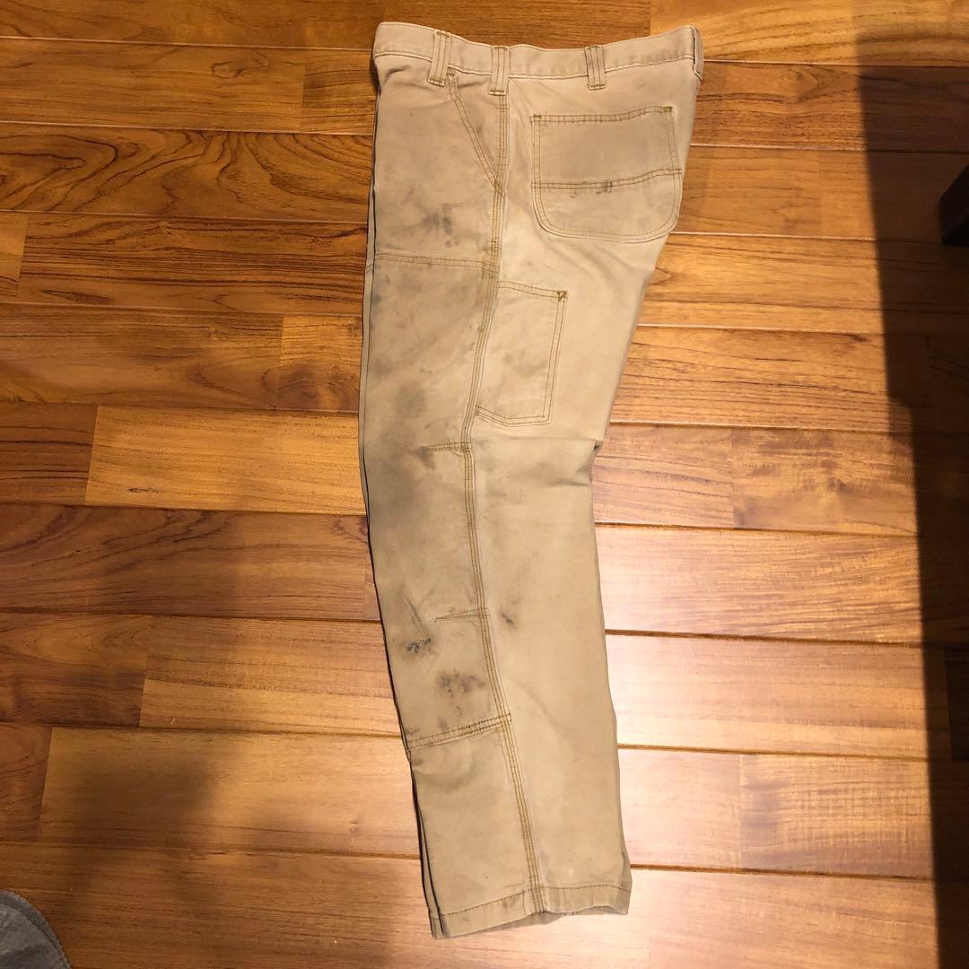 CARHARTTダブルニーワークパンツ ベージュ　汚れデザイン34／30