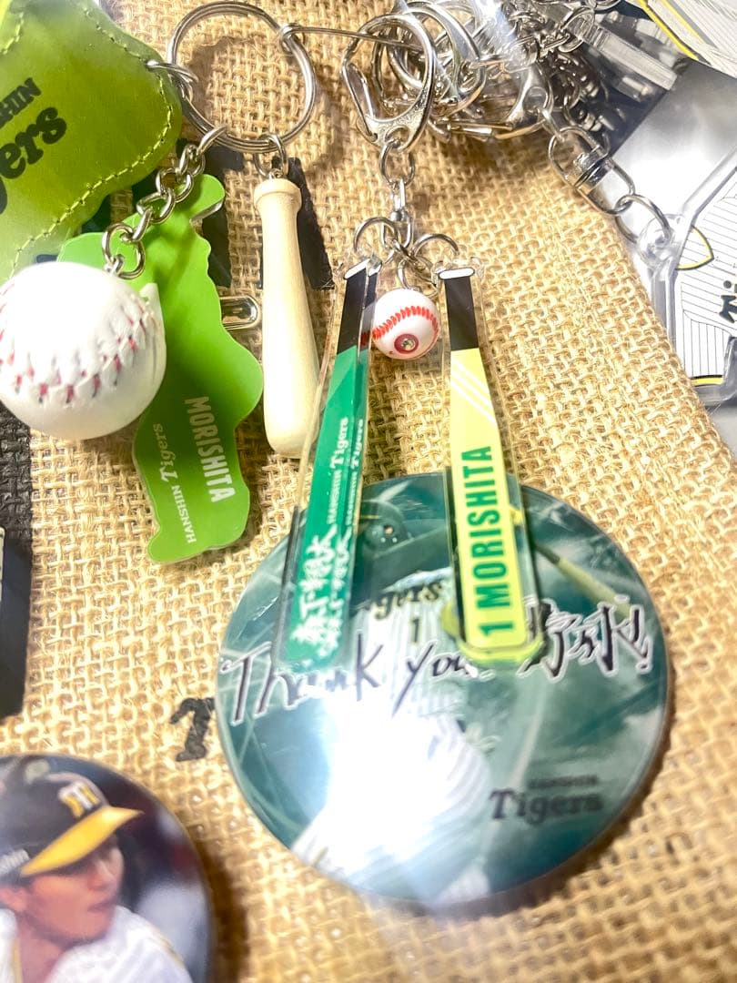阪神タイガース森下翔太ミニジュードバッグ 缶バッジ チャーム キーホルダーセット