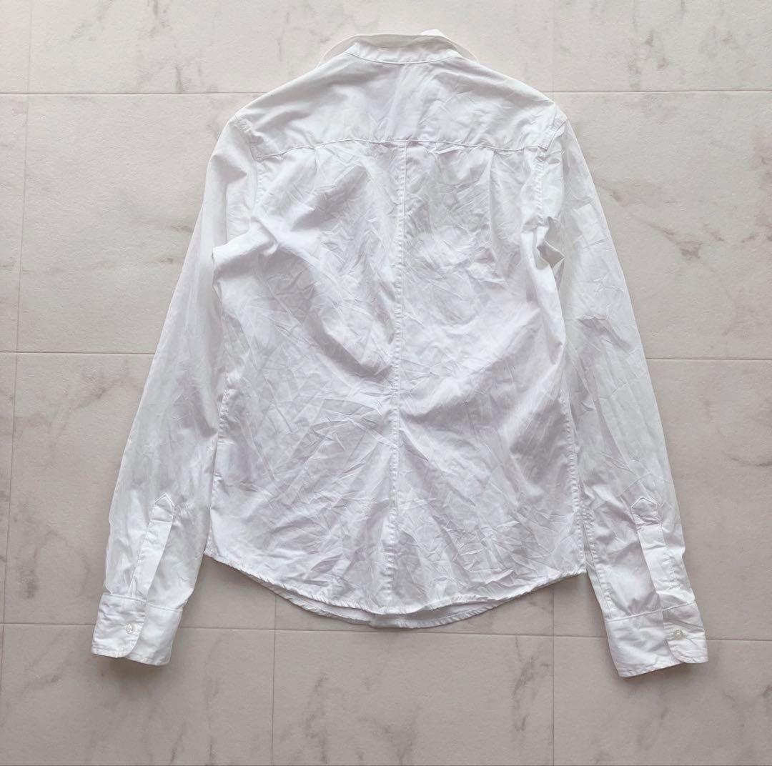 れいちゃんフランクアンドアイリーン　シワ加工　バリー　スキッパー　白シャツ