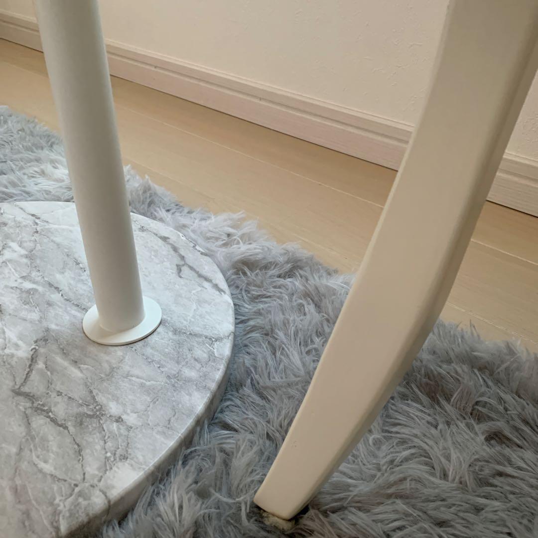 期間限定　フランフラン　白テーブル　楕円形　引出し付　猫脚　新品同様