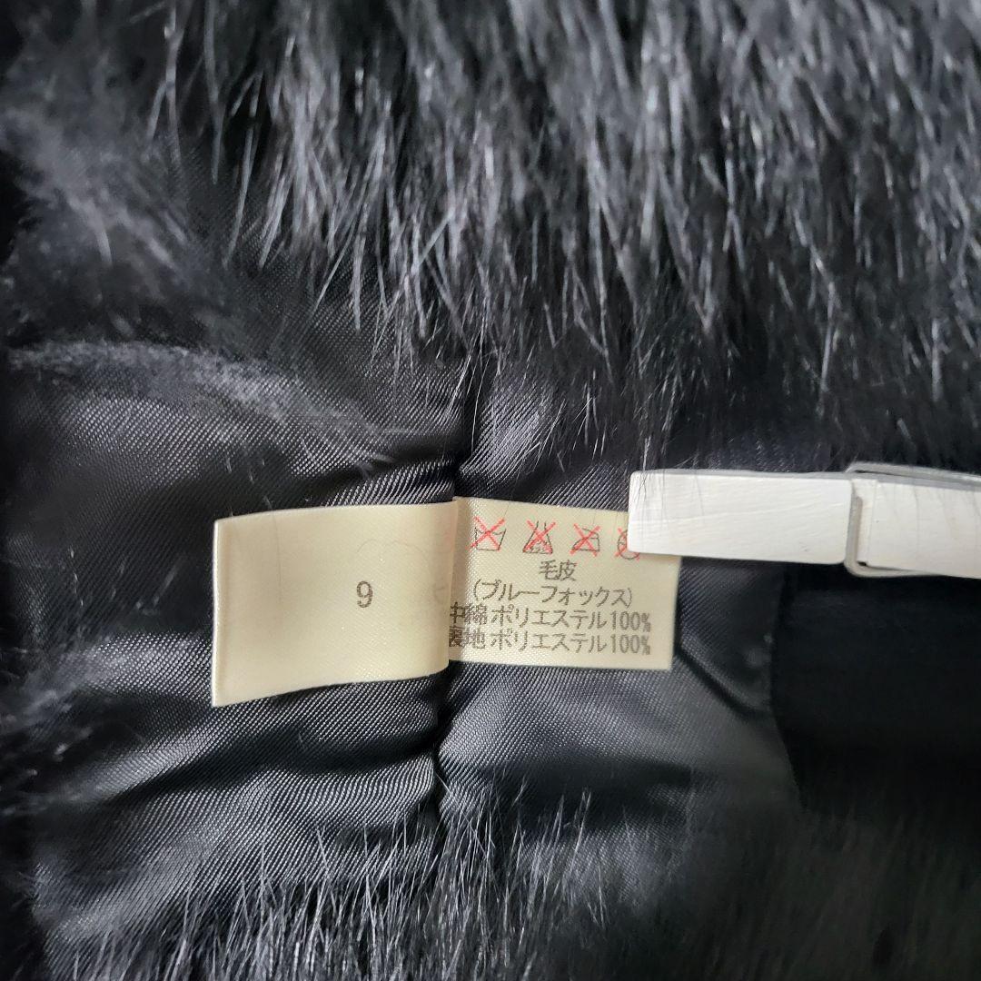 美品☆フォックスファー☆黒 アンゴラ×ウール短丈ポンチョケープ