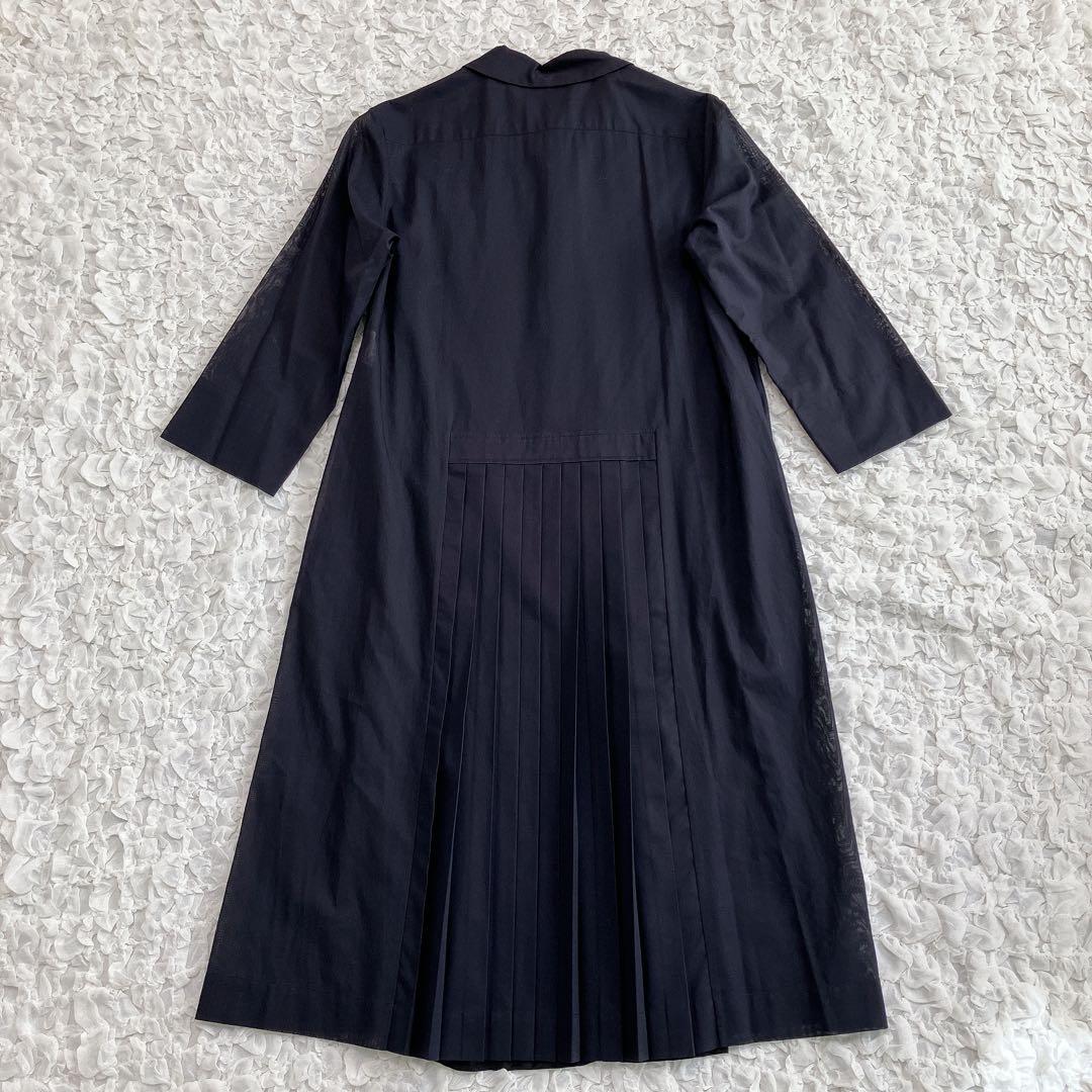 【美品】マーガレットハウエル　シアーシャツワンピース　プリーツ　黒