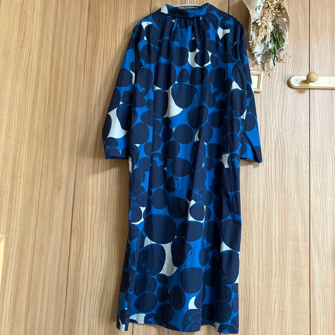 美品 フェリシモ　シロップ　ムーミン　水玉模様 ロングシャツワンピース