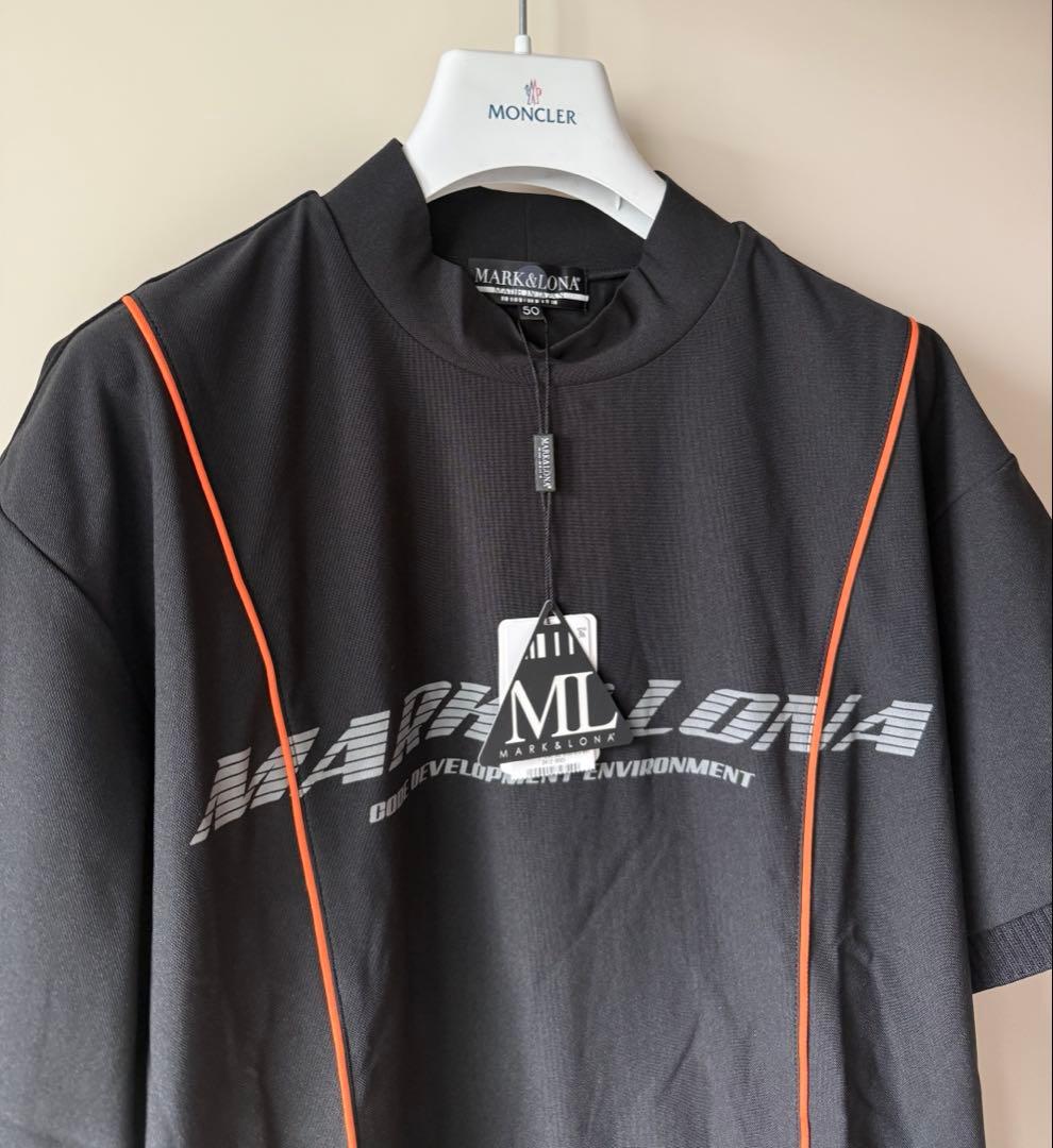 新品 ★ MARK&LONA モックネック シャツ 黒 マーク&ロナ 正規品