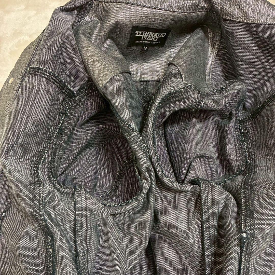 Tornadomart レースアップ　メタリック　デニムジャケット　y2k