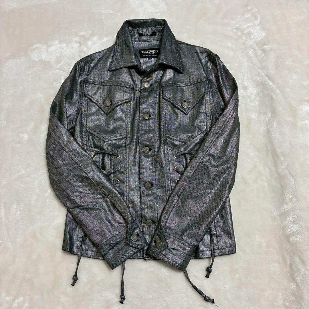Tornadomart レースアップ　メタリック　デニムジャケット　y2k