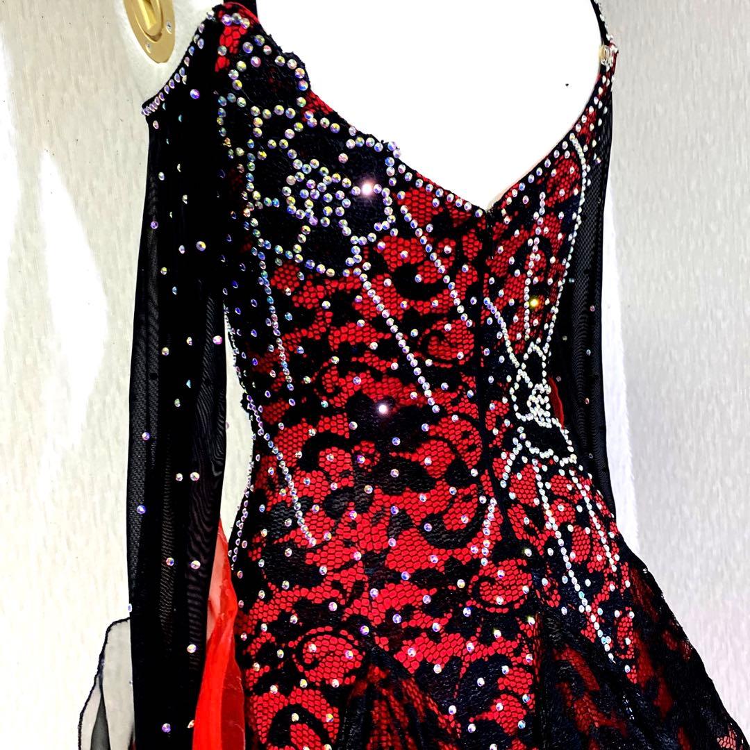 GRANT Mサイズ 社交ダンス スタンダードドレス 新品 赤x黒