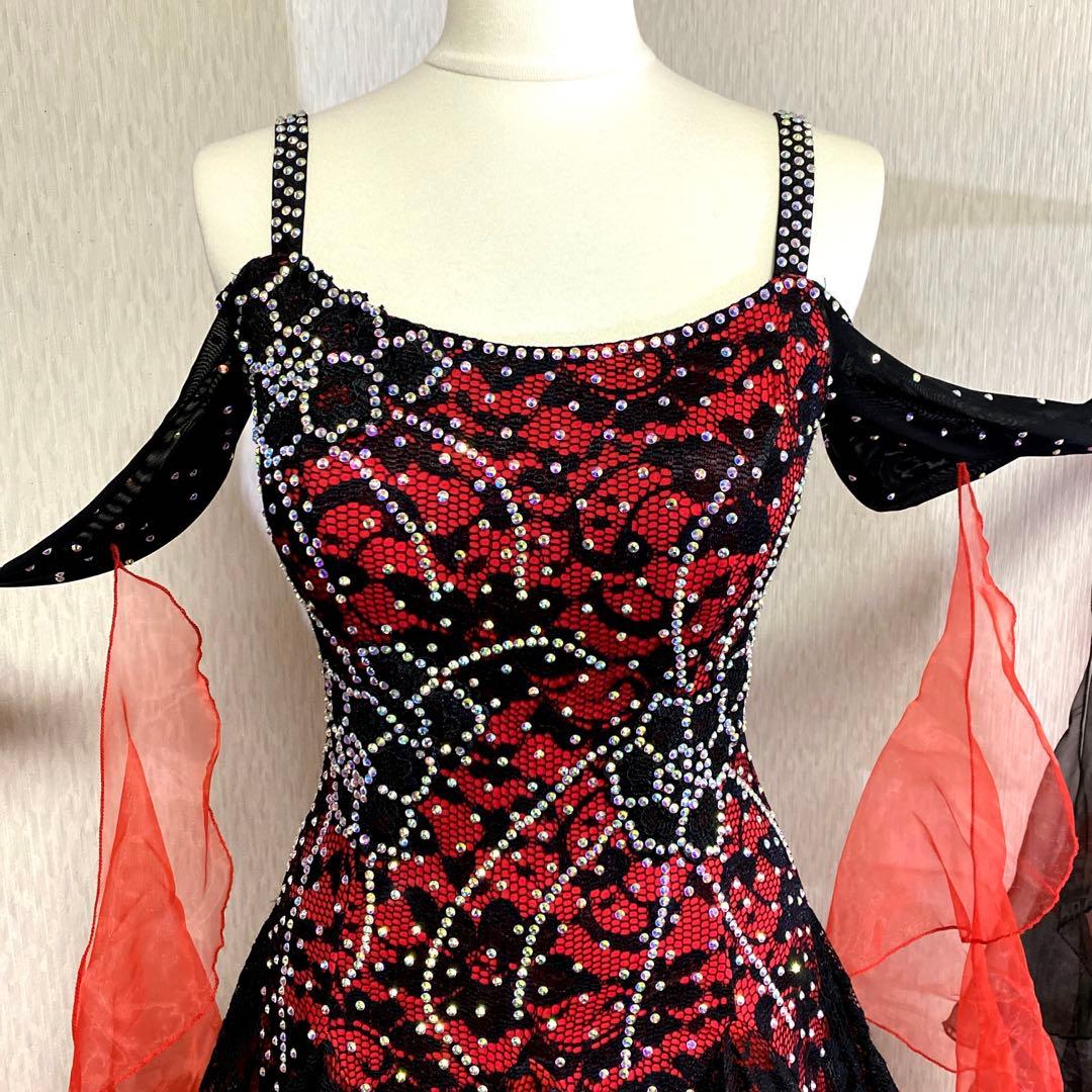 GRANT Mサイズ 社交ダンス スタンダードドレス 新品 赤x黒