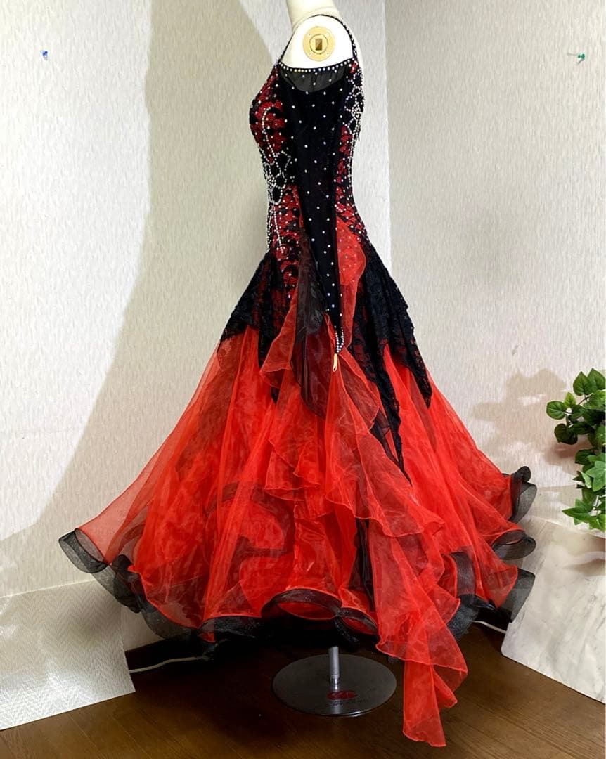 GRANT Mサイズ 社交ダンス スタンダードドレス 新品 赤x黒