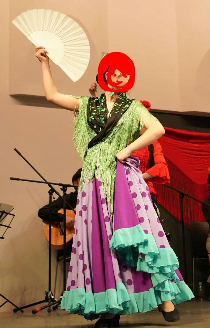 値下げ！フラメンコドレス 　紫水玉　ラベンダーカラー　ノースリーブドレス