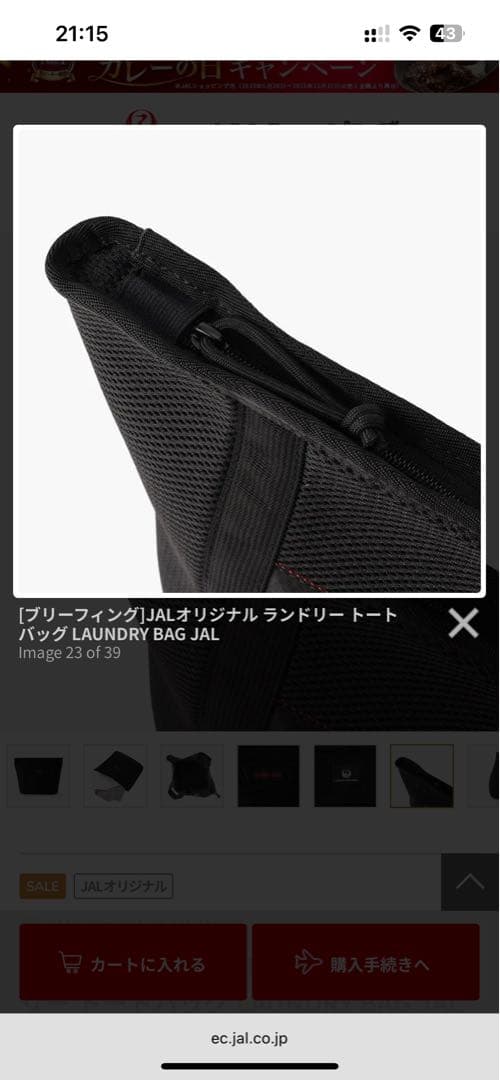 【新品】BRIEFING LAUNDRY BAG JAL ブラック