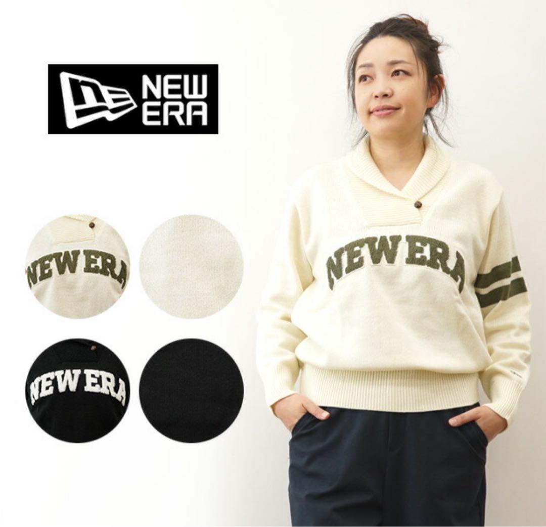 NEW ERA レディースM オフホワイト ショールカラー ニット セーター