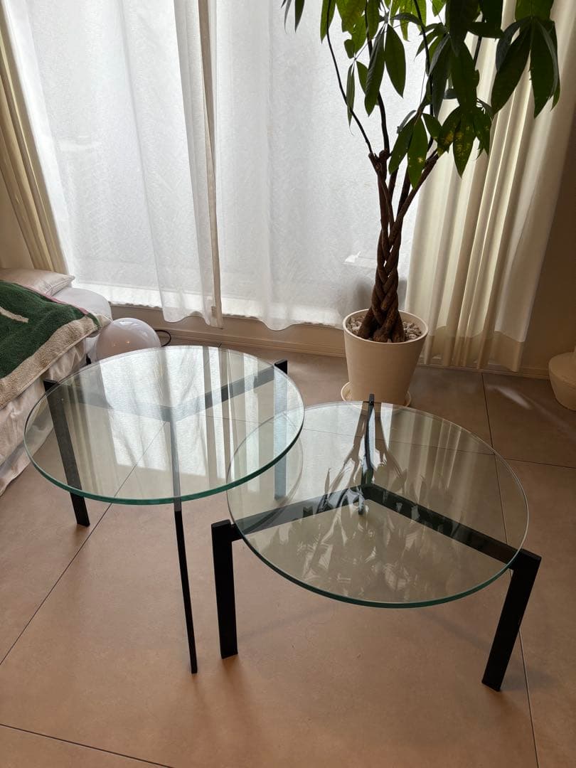 アルモニア ガラスセンターテーブル セパレートタイプ 丸テーブル Armonia