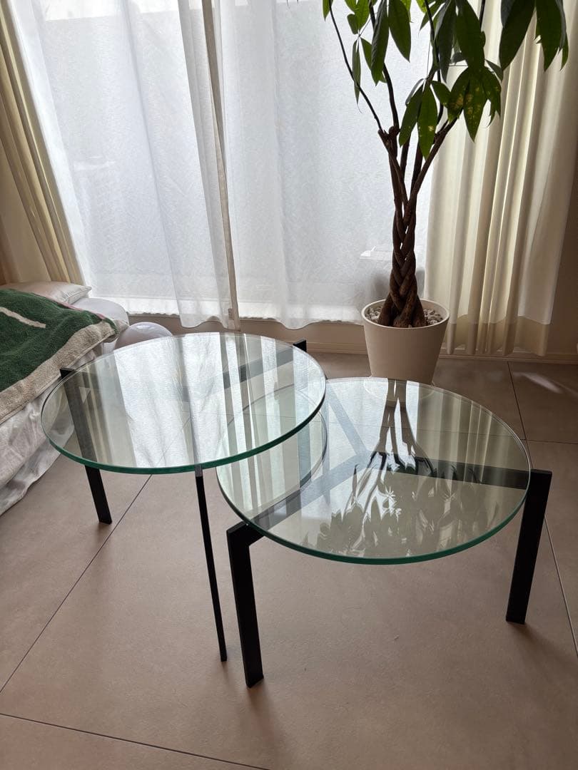 アルモニア ガラスセンターテーブル セパレートタイプ 丸テーブル Armonia