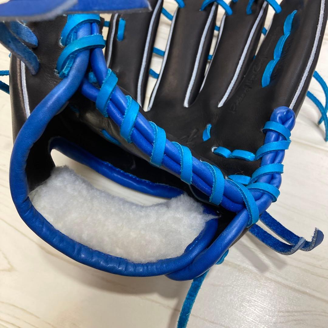 【未使用】硬式グローブ　オーダー　ハイゴールド　外野手　青×黒