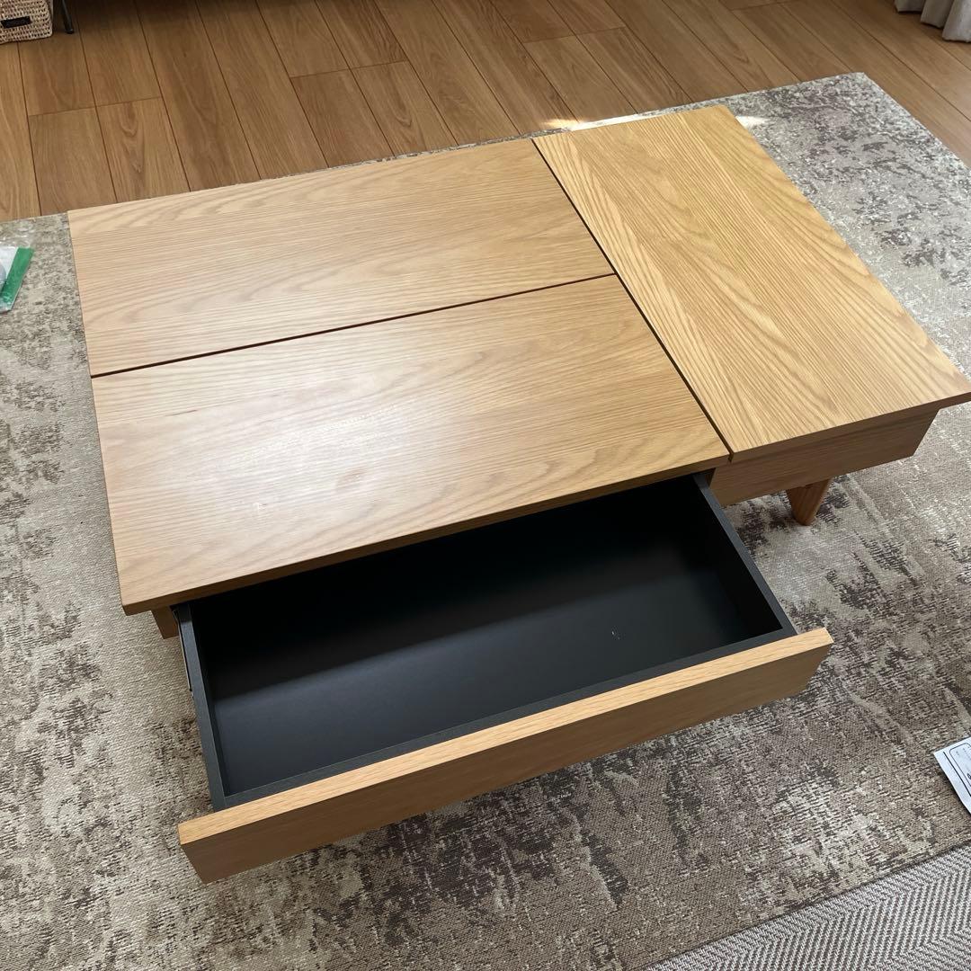 木製 リフトUPセンターテーブルモクアシ　 ネーベル/デュエ　 ナチュラルカラー