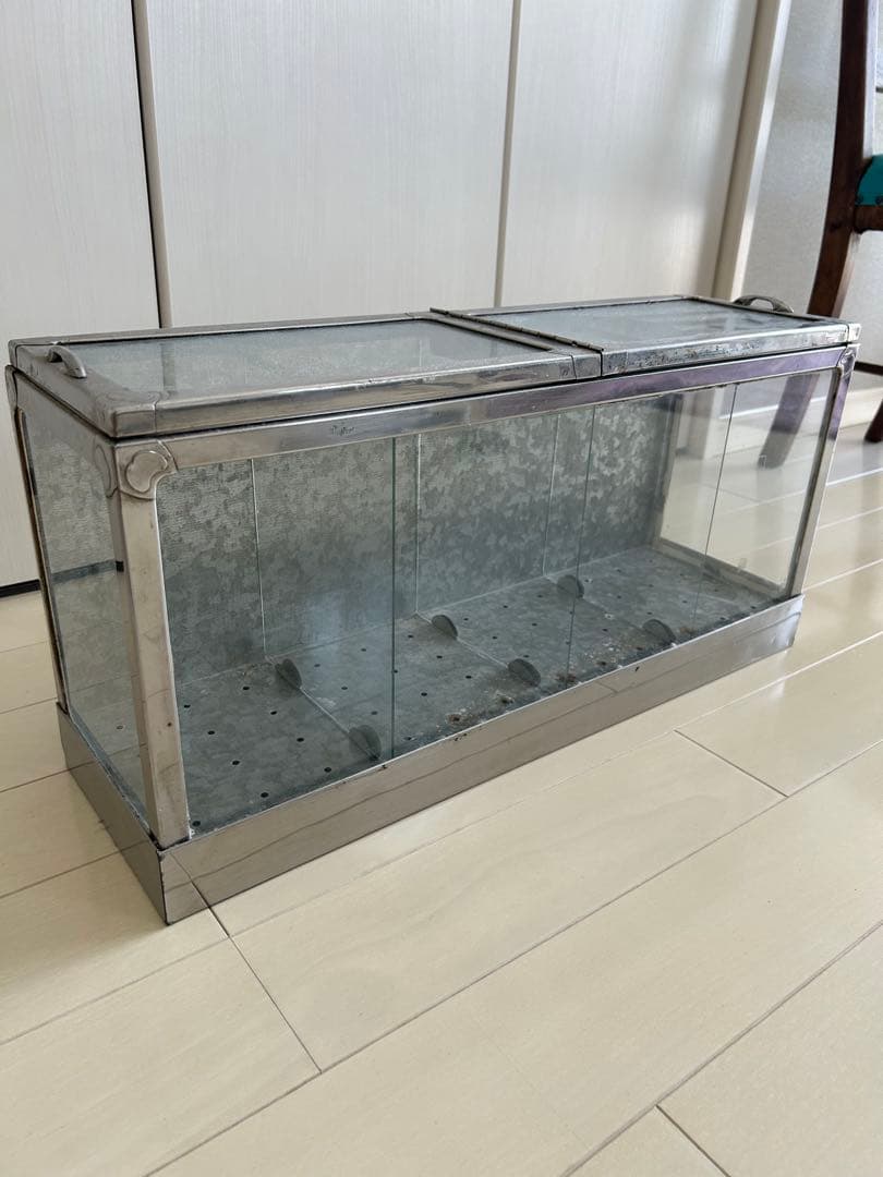 アンティーク　駄菓子ケース　ガラスケース　ブリキ　蓋付き　ショーケース　レトロ