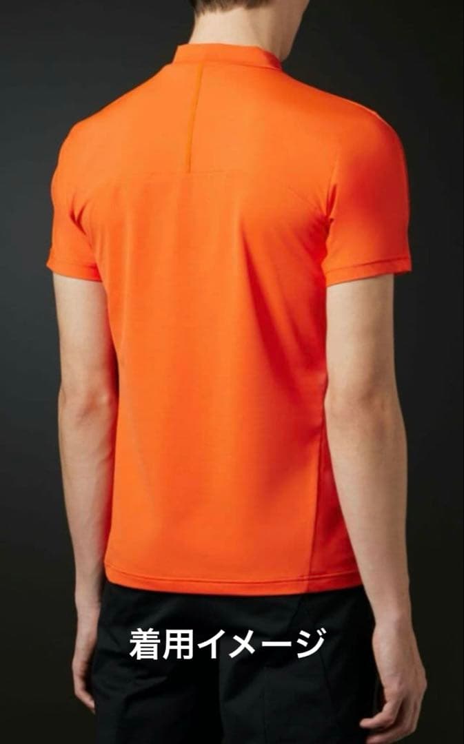 デサント　ゴルフ　モックネック　オレンジ　白ロゴ　蛍光色　春夏　メンズＭ　極美品