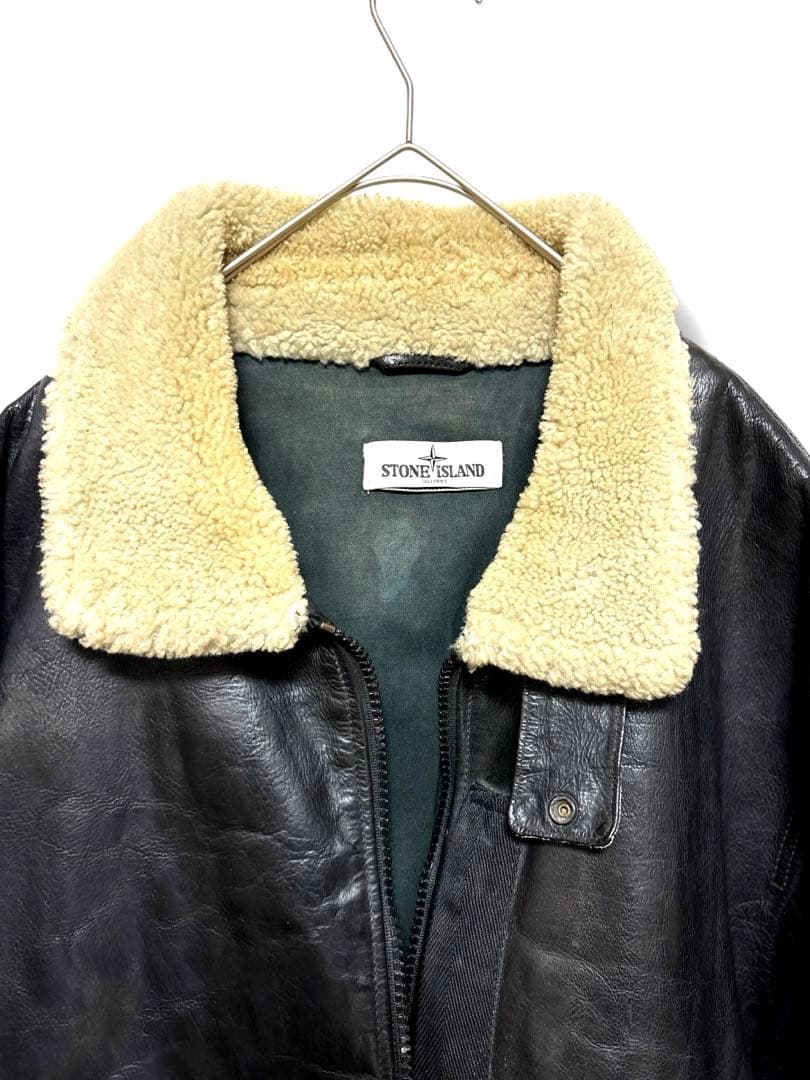 12aw/stone /Leather Flight jacket黒