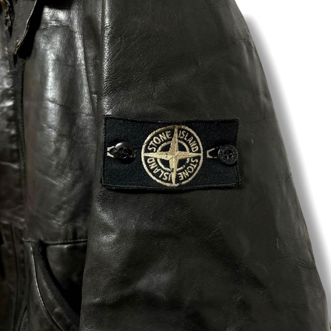 12aw/stone /Leather Flight jacket黒