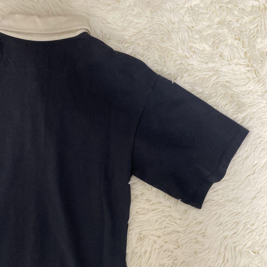 メゾンキツネ POLO DRESS ポロワンピース キツネワッペン刺繍 ネイビー