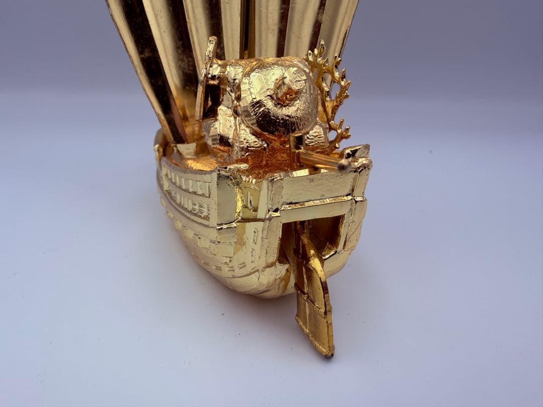 F【縁起物】宝船 置物 鳳凰 龍 金色 開運 商売繁盛 643g