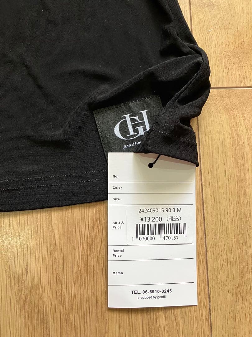 社交ダンス　gentil ジャンティGH ブラック　ラッパ袖x胸フリルトップ