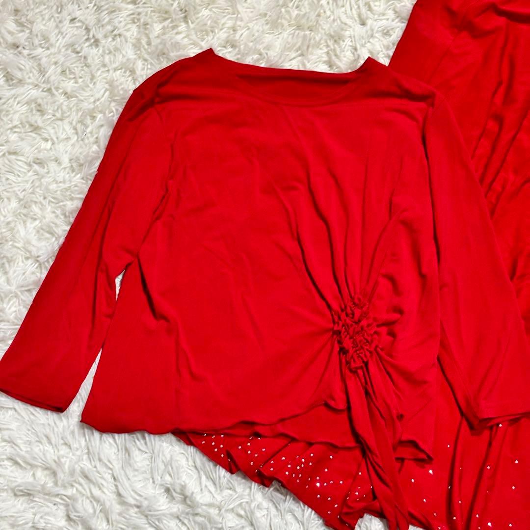 【美品】デザイナーズ 昭和レトロ　セットアップ　レッドドレス