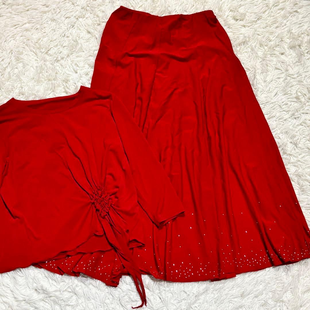 【美品】デザイナーズ 昭和レトロ　セットアップ　レッドドレス