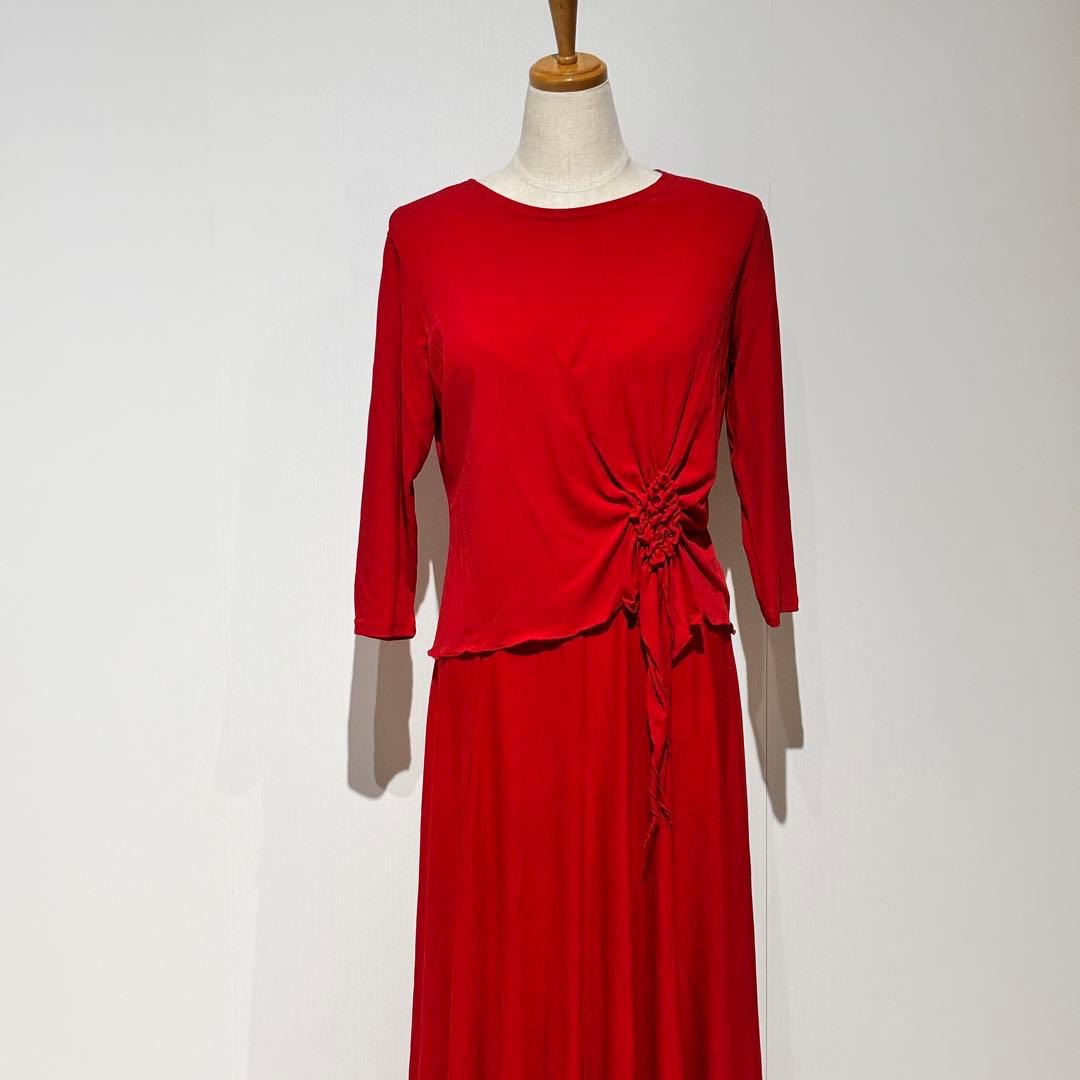 【美品】デザイナーズ 昭和レトロ　セットアップ　レッドドレス