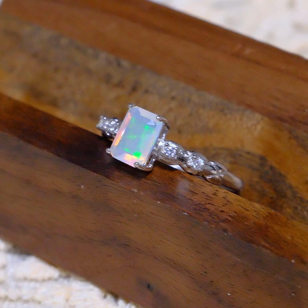 【最高品質SA+】天然エチオピアオパールリングアッシャーカット 一点物 S925