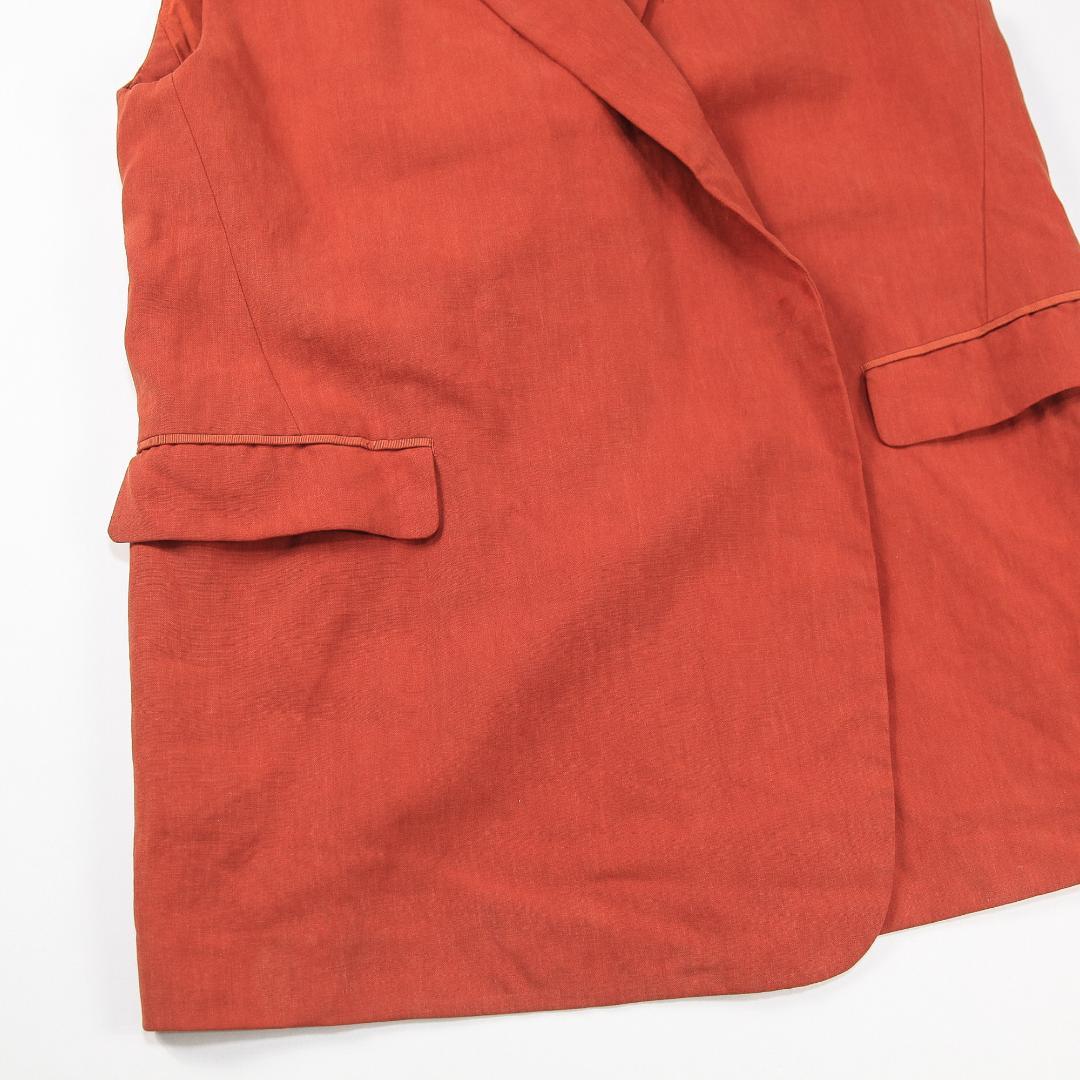 美品 Drawer 22SS リネン ピークドラペルジレ 38 オレンジ ベスト