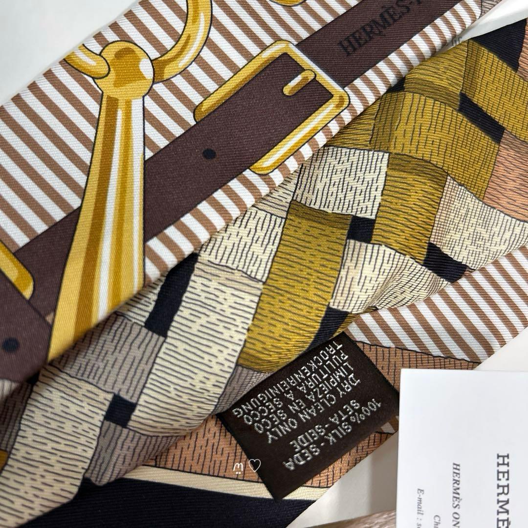 HERMES　エルメス　ツイリー　馬銜シュミーズ　シルクリボンスカーフ　ショコラ