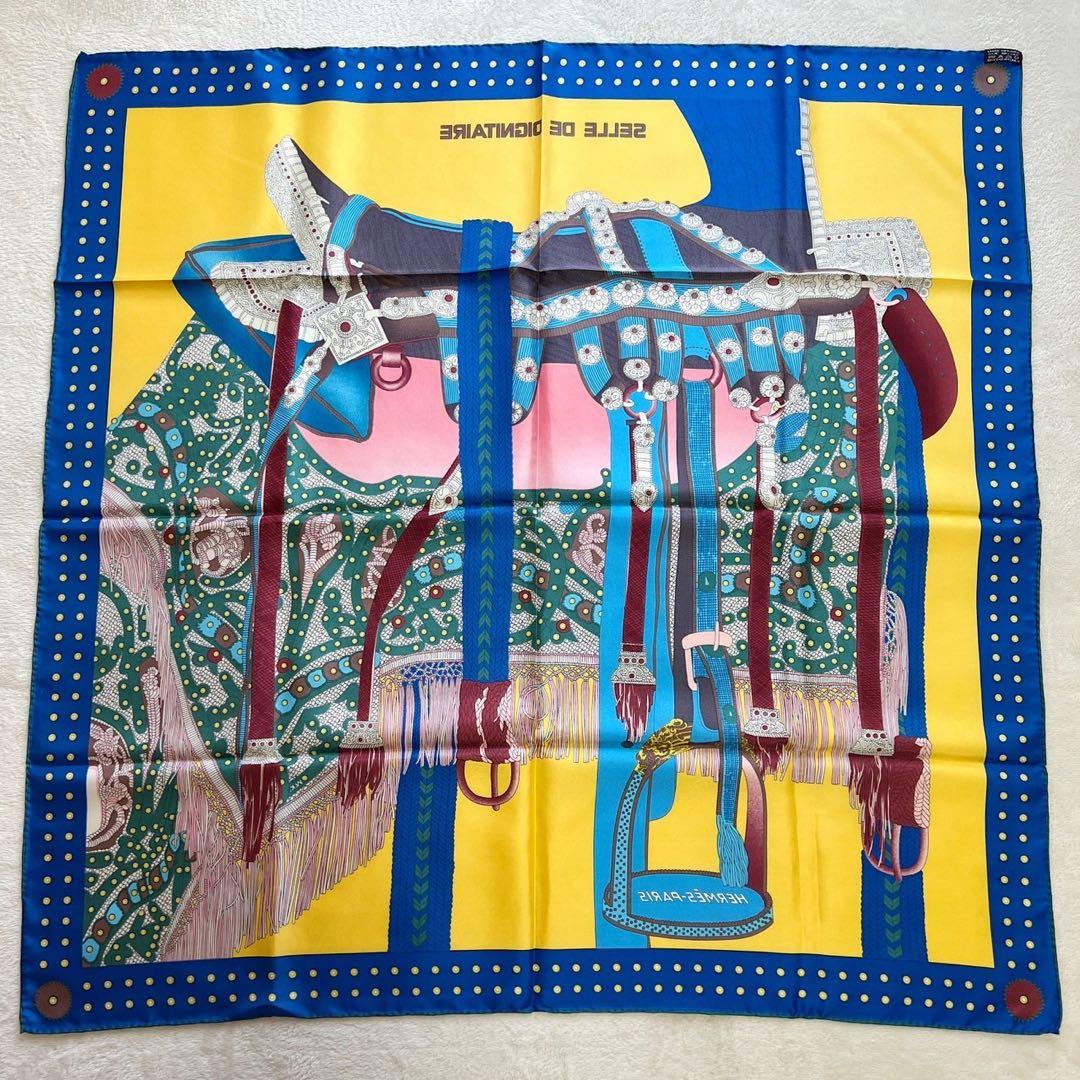 美品　エルメス HERMES カレ90 スカーフ 高官の鞍