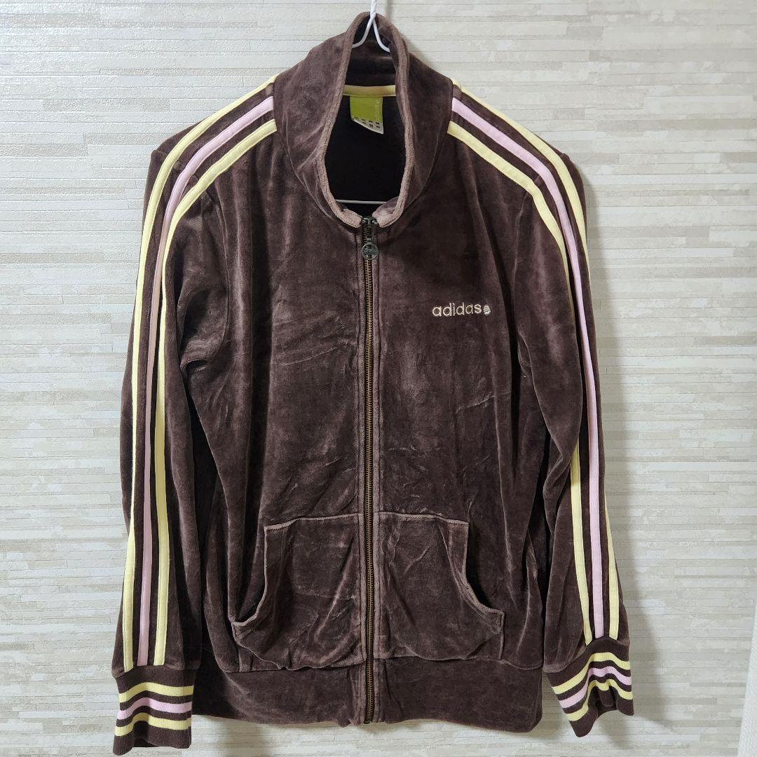 【XL】アディダス adidas トラックジャケット ジャージ ブラウン ベロア
