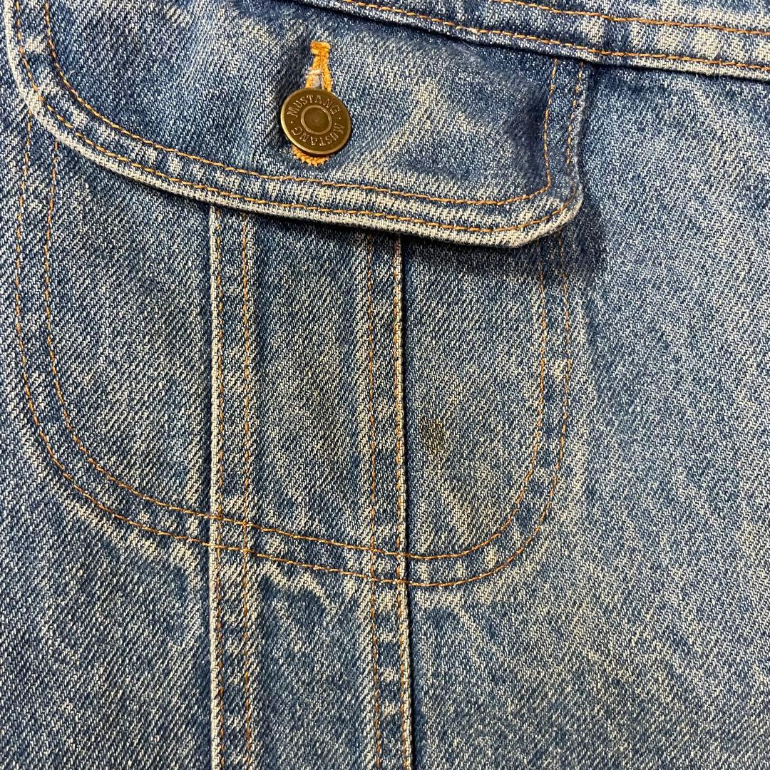 人気90s STORM RIDER襟コーデュロイ デニムジャケット裏地付き 44