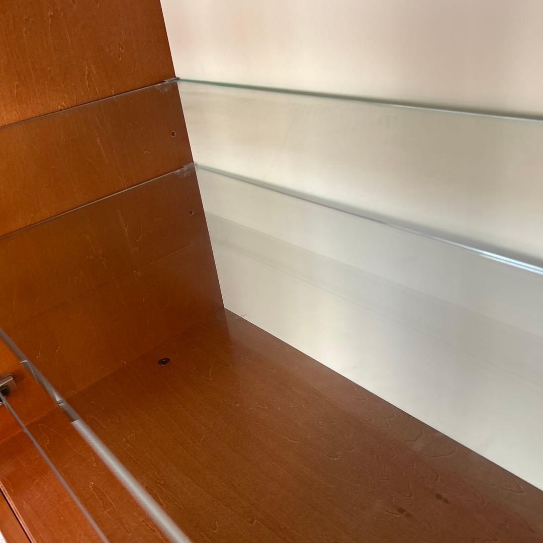 コスガ　食器棚 ガラス扉付き カップボード　キャビネット　木製　ブラウン