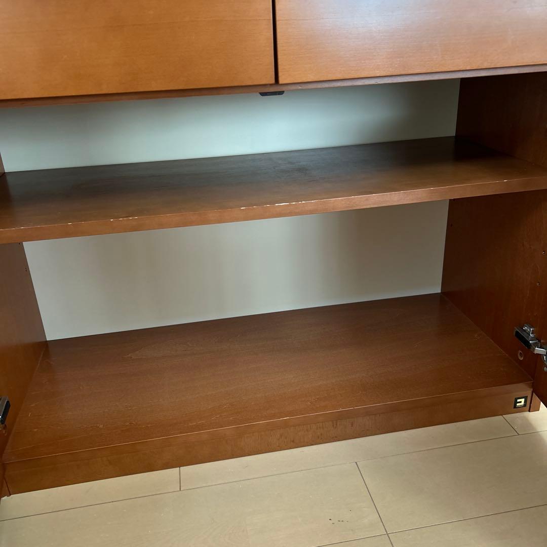 コスガ　食器棚 ガラス扉付き カップボード　キャビネット　木製　ブラウン