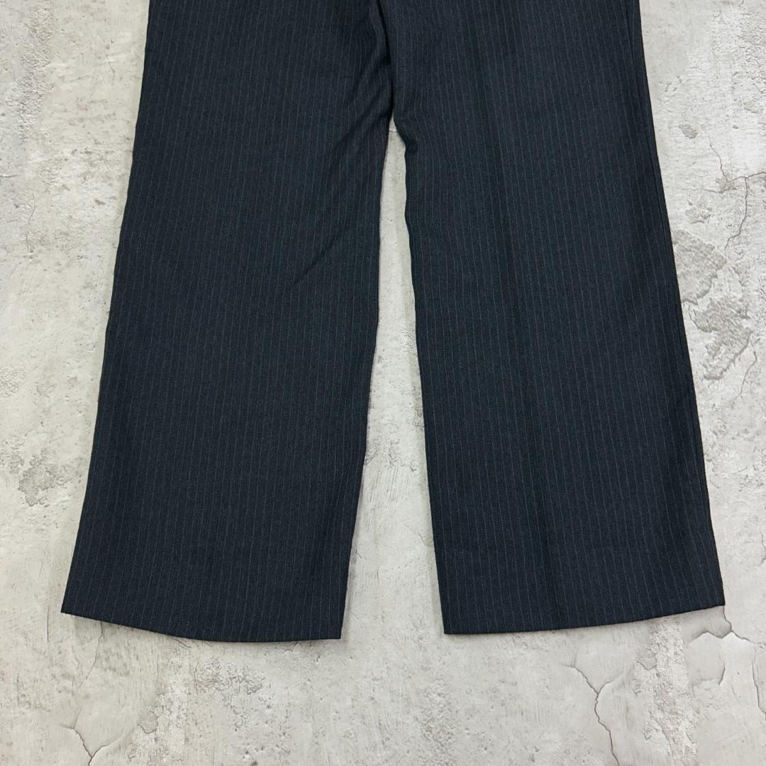 う*え様 90s　ピンストライプ　ワイドスラックス　太シルエット　古着　ダークグ