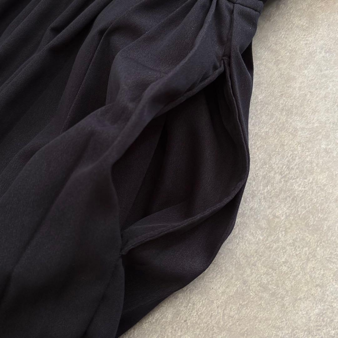 人気 シップス バンドカラー サイドプリーツ ロングワンピース 洗える ネイビー