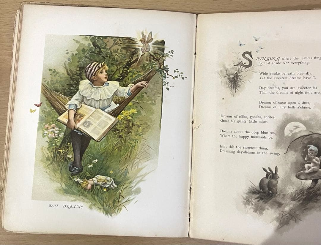 No.448希少 古書 洋書 絵本 児童書　アンティーク　ビクトリア　詩集　童謡