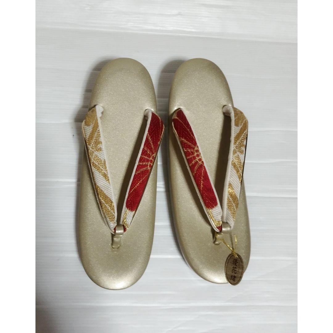 未使用　草履　バッグ　セット　正絹　優花緒　花柄　和装　日本製