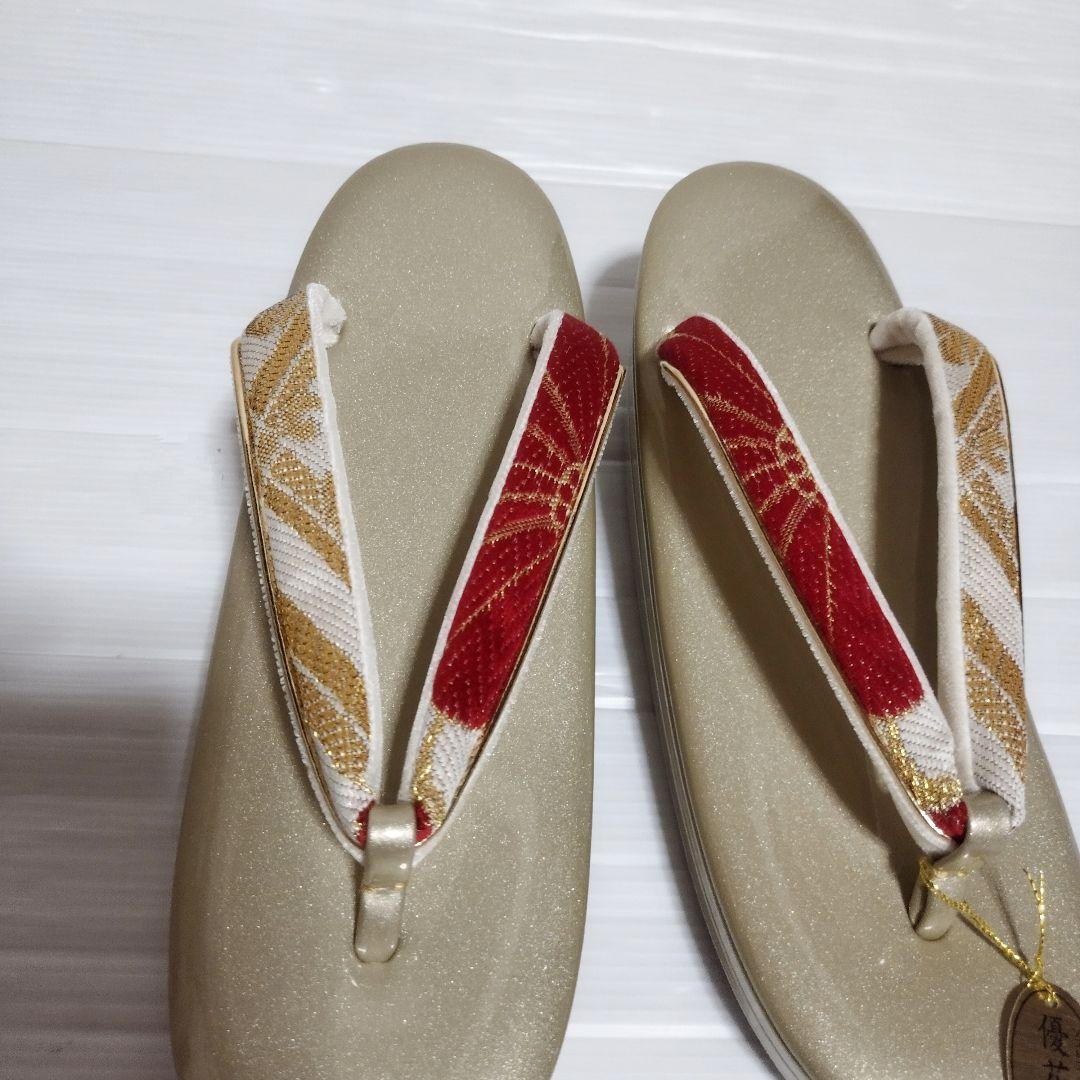 未使用　草履　バッグ　セット　正絹　優花緒　花柄　和装　日本製