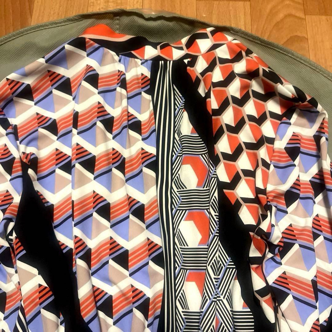 CORCOVADO リボンタイロングワンピース 幾何学柄 総柄 マルチカラー