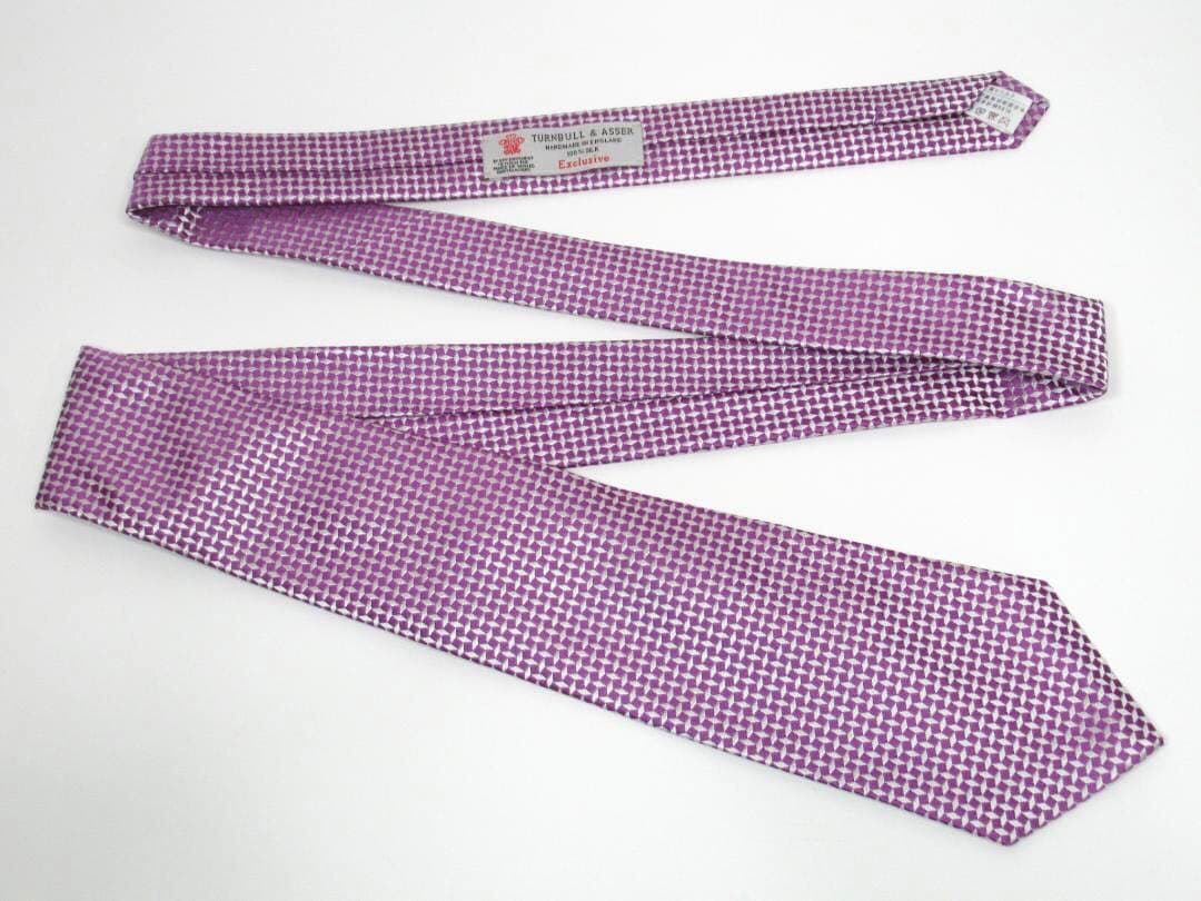 TURNBULL&ASSER ターンブル＆アッサー ネクタイ パープル×シルバー