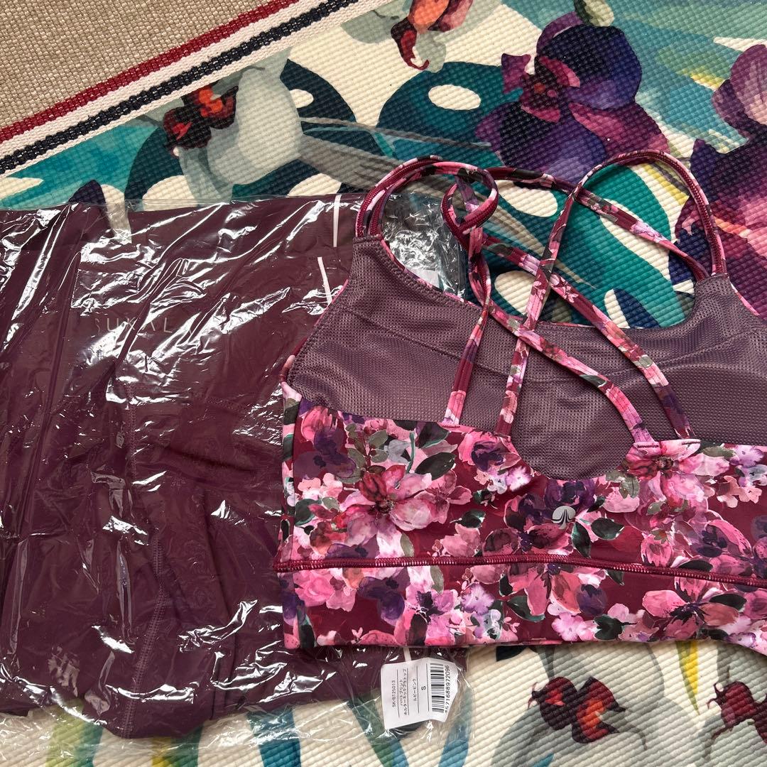 花柄ワインレッドヨガブラ C75 2セット S size