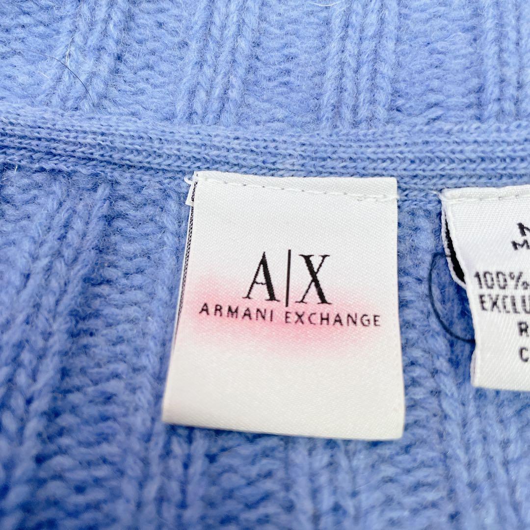美品　アルマーニ エクスチェンジ　ニットポンチョ ケープ　ウール　ブルー
