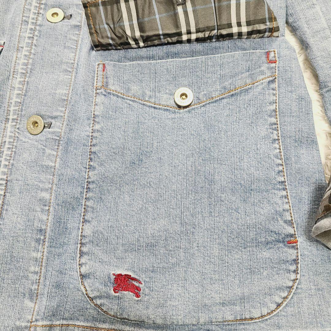 バーバリーブラックレーベル デニムジャケット ホースマーク刺繍 ノバチェックM