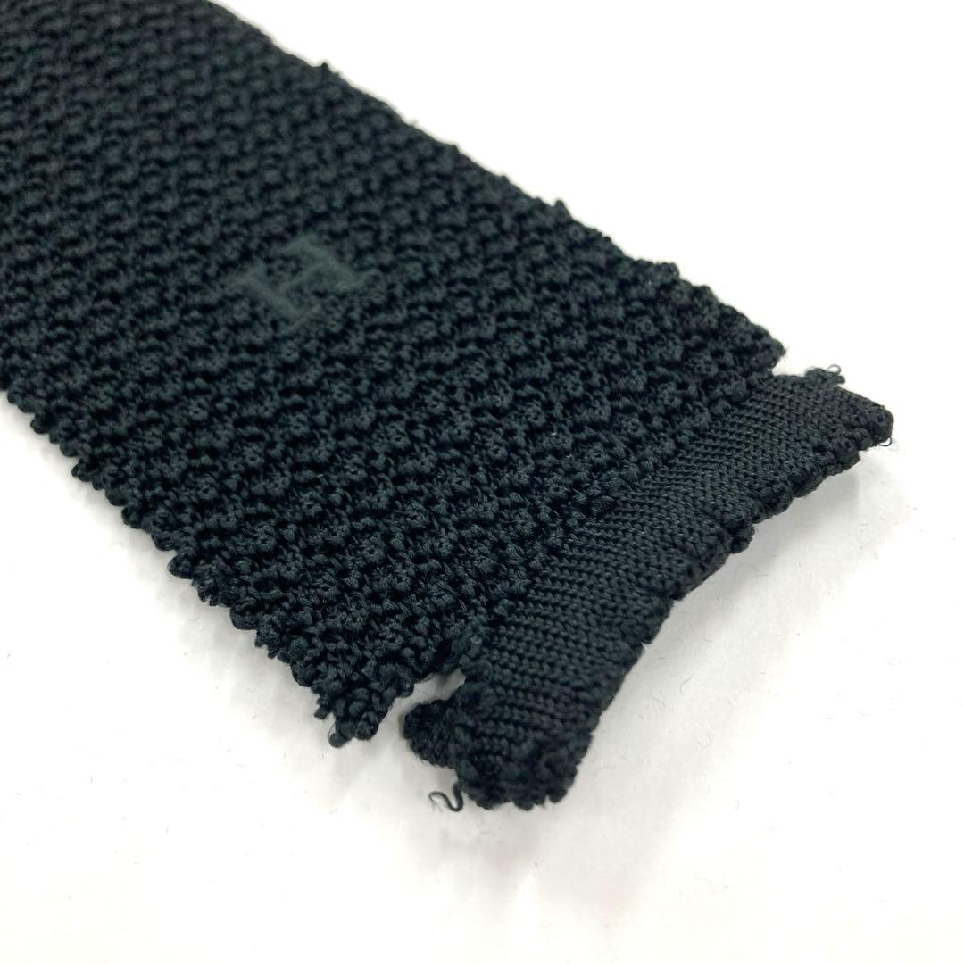 【美品】HERMES ネクタイ ニットタイ 超希少品 ハイブランド 黒 シンプル