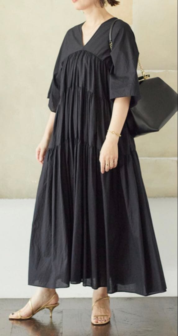 ▼24SS美品✨ プラージュ tiered ドレス ティアードVネックワンピース